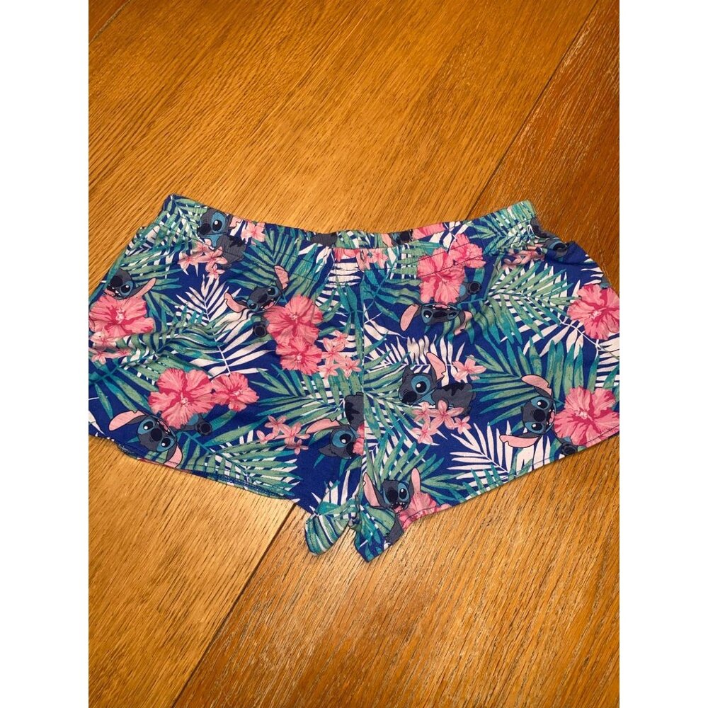 Disney Lilo & Stitch Womens Tropical Print Shorts With Knot Tie Detail